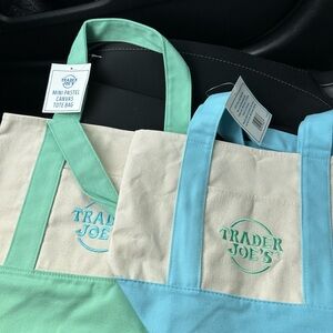 Trader Joe's Mini Pastel Canvas Tote Bags